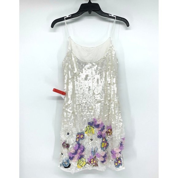 Mac Duggal Dress 93628 Sequined Embellished White Floral Mini - Picture 10 of 13